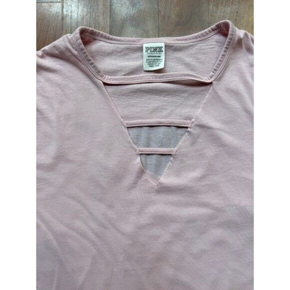 Victoria's Secret PINK Women's S Long Sleeve Shirt Dog Light Pink Strappy V-Neck - Picture 5 of 15